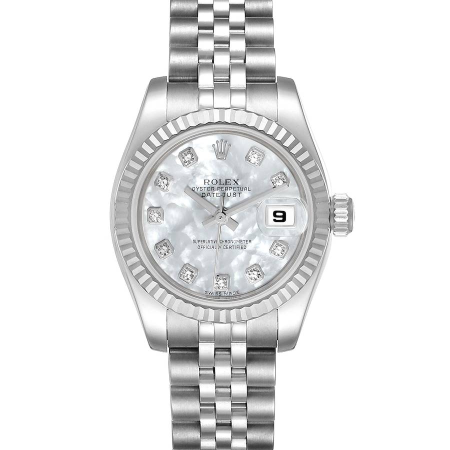 Rolex Datejust Steel White Gold MOP Diamond Dial Ladies Watch 179174 Box Papers SwissWatchExpo