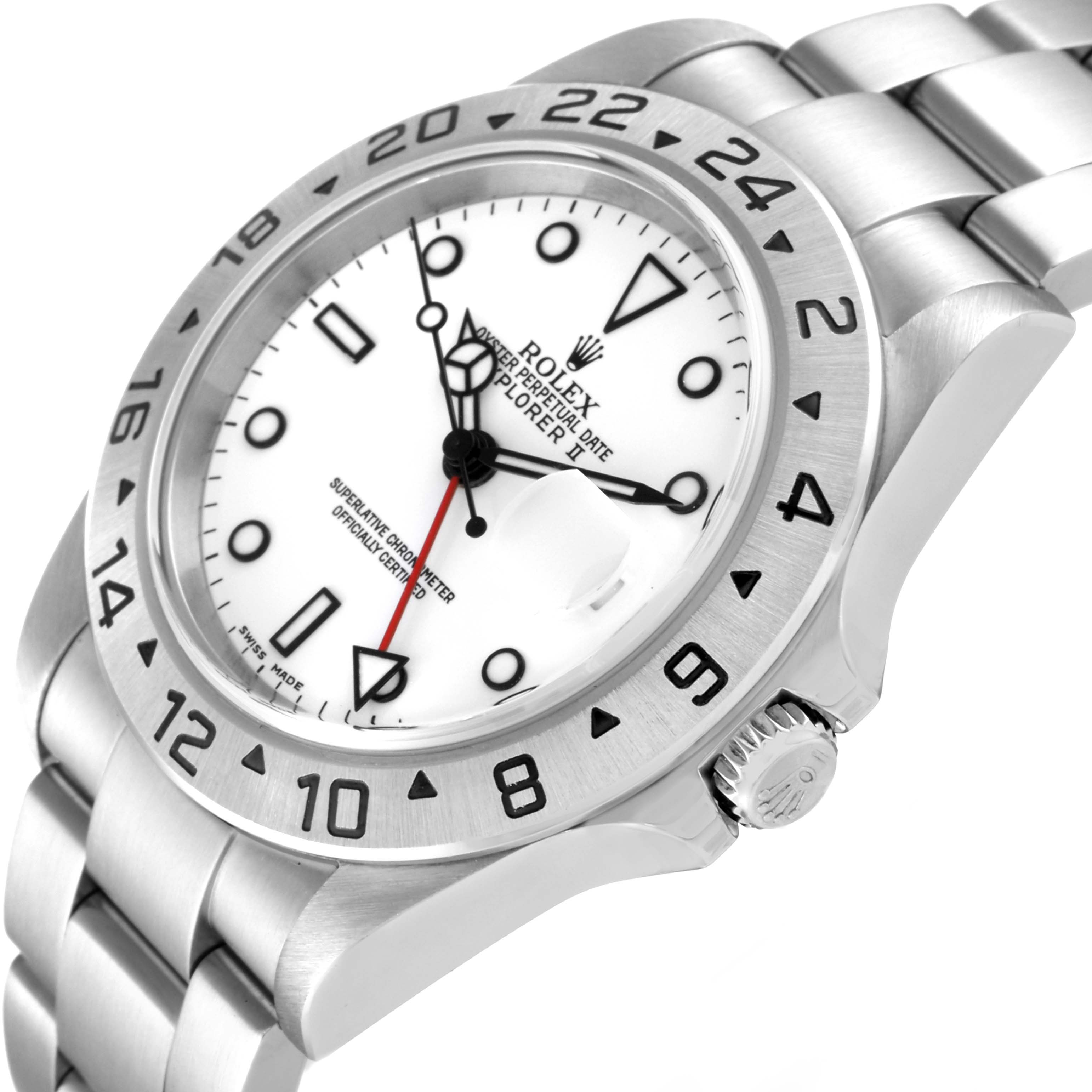 This image shows a close-up angle of the Rolex Explorer 16570 Men
s Stainless Steel White Dial 16570 Men
s Stainless Steel White Dial watch, highlighting its bezel, crown, and bracelet.