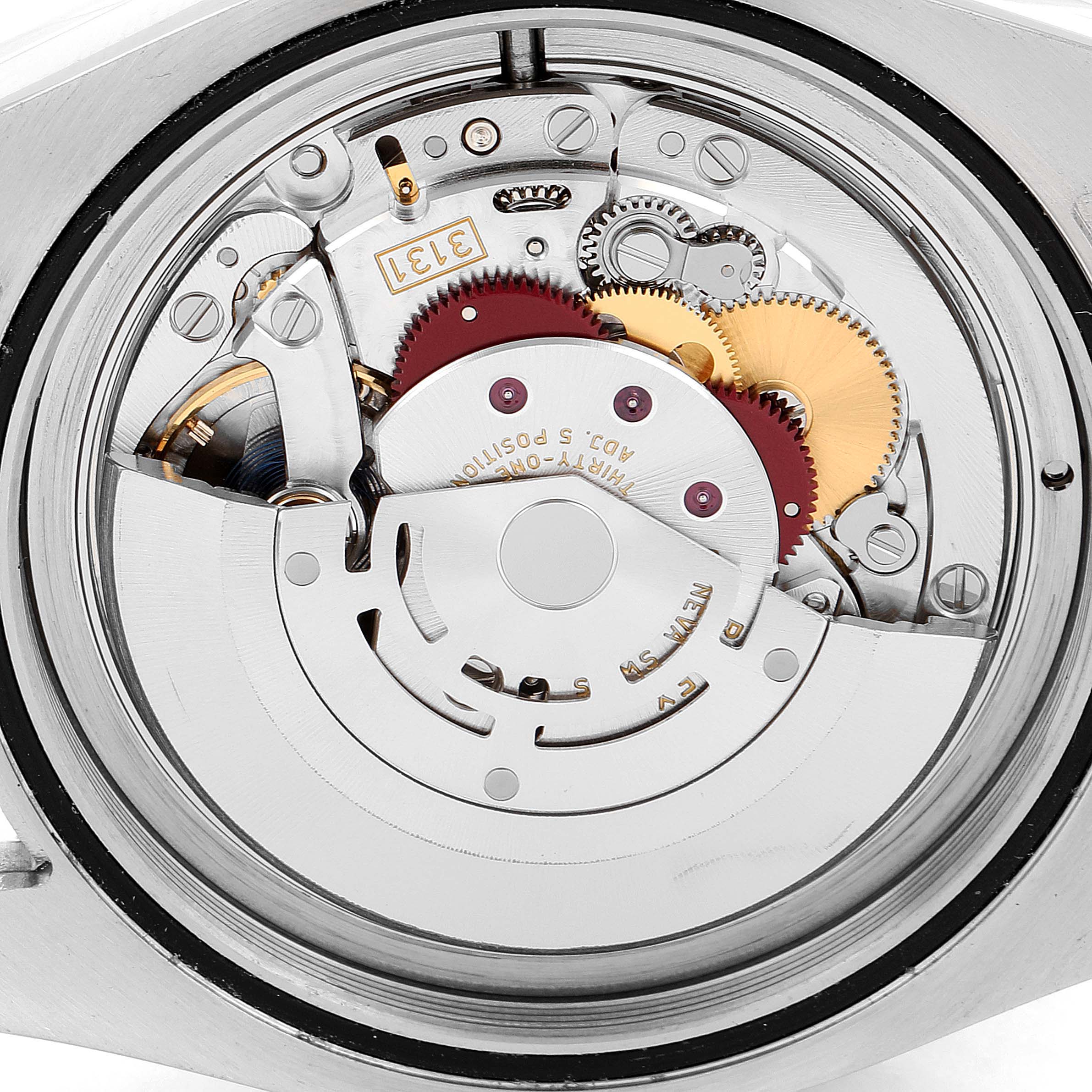 This image shows the internal mechanism and movement of a Rolex Milgauss 116400GV Men's Stainless Steel Black Dial 116400GV Men's Stainless Steel Black Dial watch, viewed from the back.