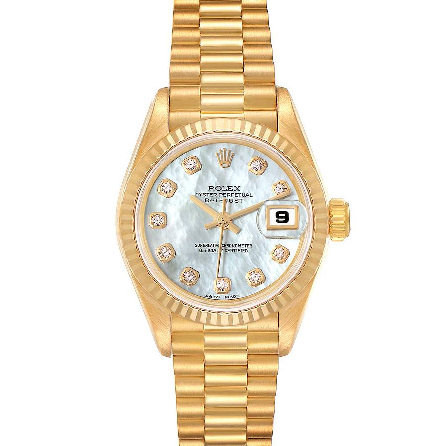 Rolex President Datejust Yellow Gold MOP Diamond Dial Watch 69178 Box Papers SwissWatchExpo