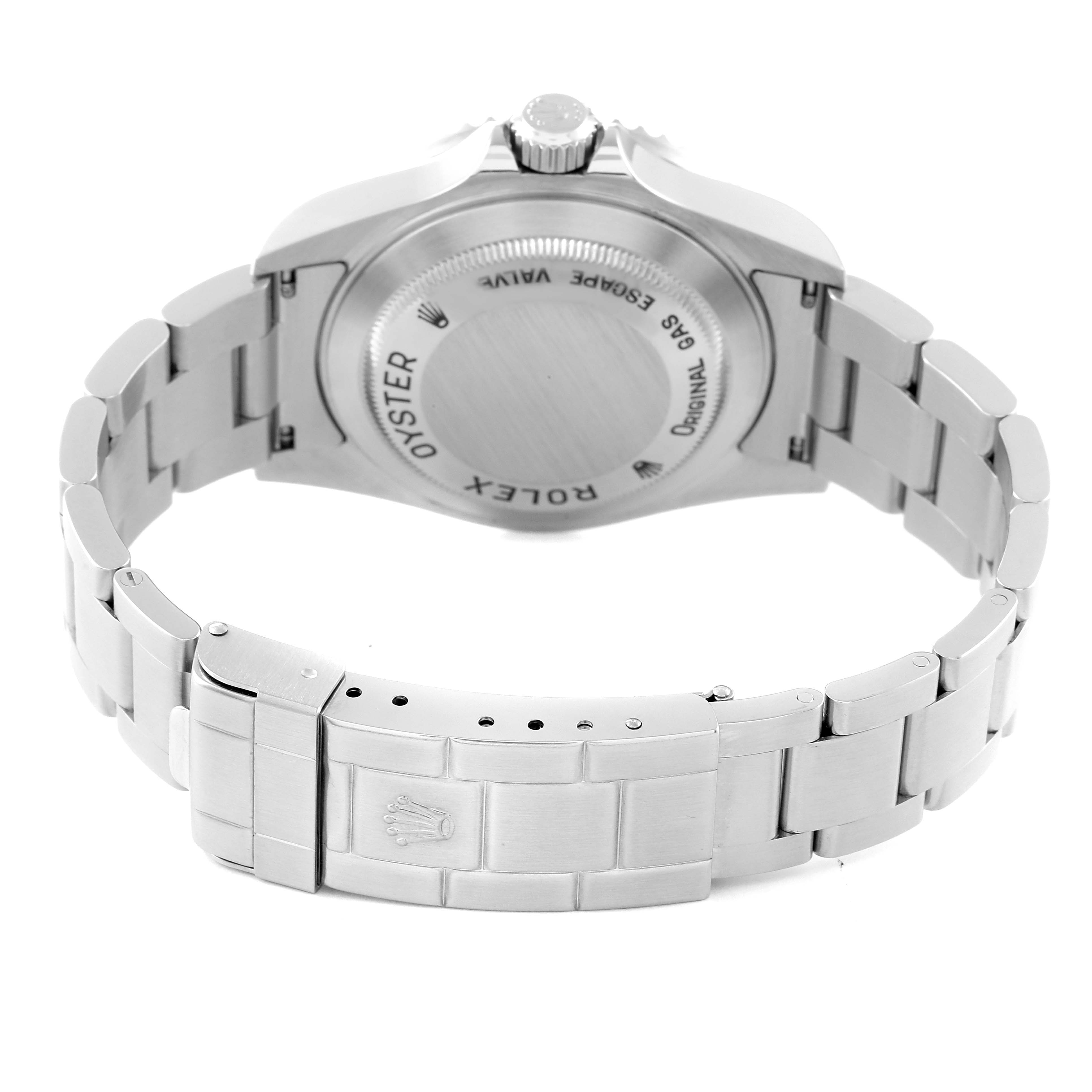 The image shows the back case and bracelet of the Rolex Sea-Dweller 16600 Men's Stainless Steel Black Dial 16600 Men's Stainless Steel Black Dial watch, displaying the Oyster case and clasp.