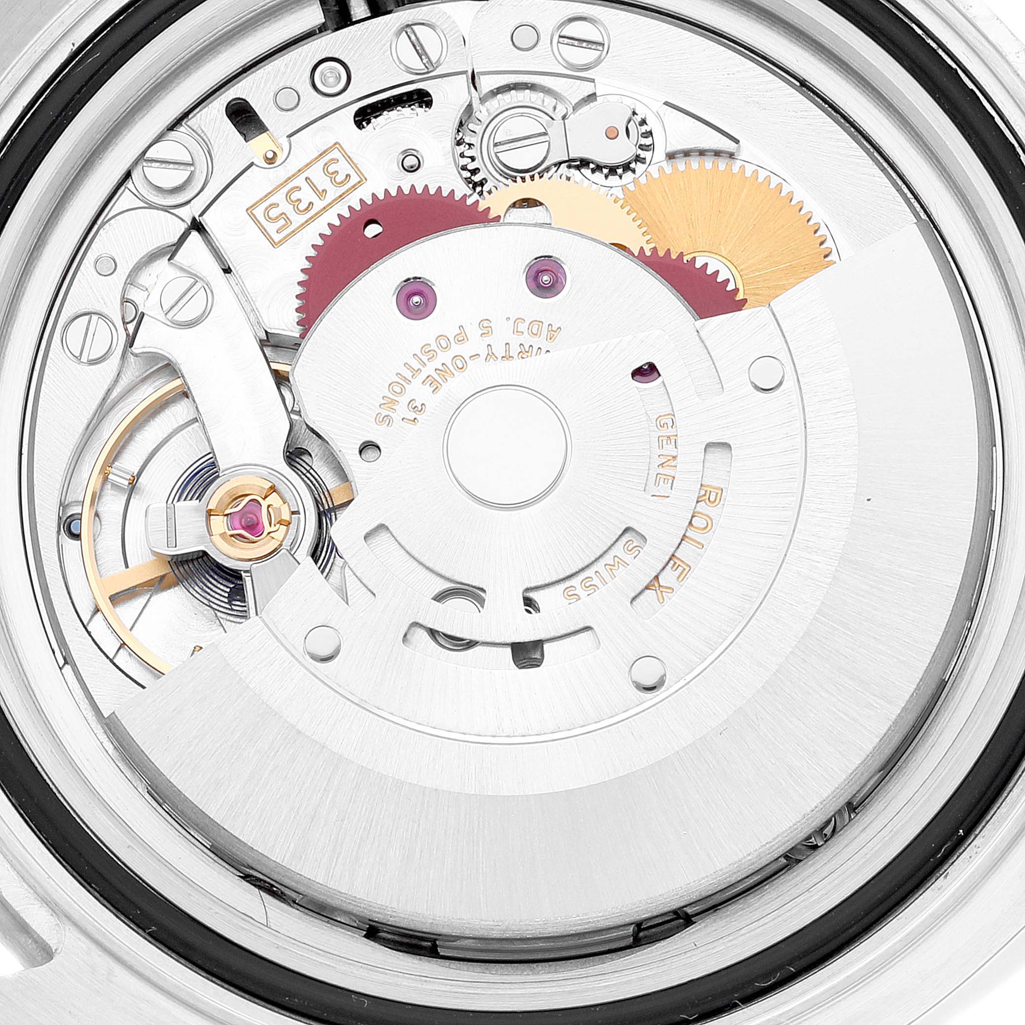 This is a close-up view of the movement inside the Rolex Yacht-Master 116622 Men
s Stainless Steel Silver Dial 116622 Men
s Stainless Steel Silver Dial watch.