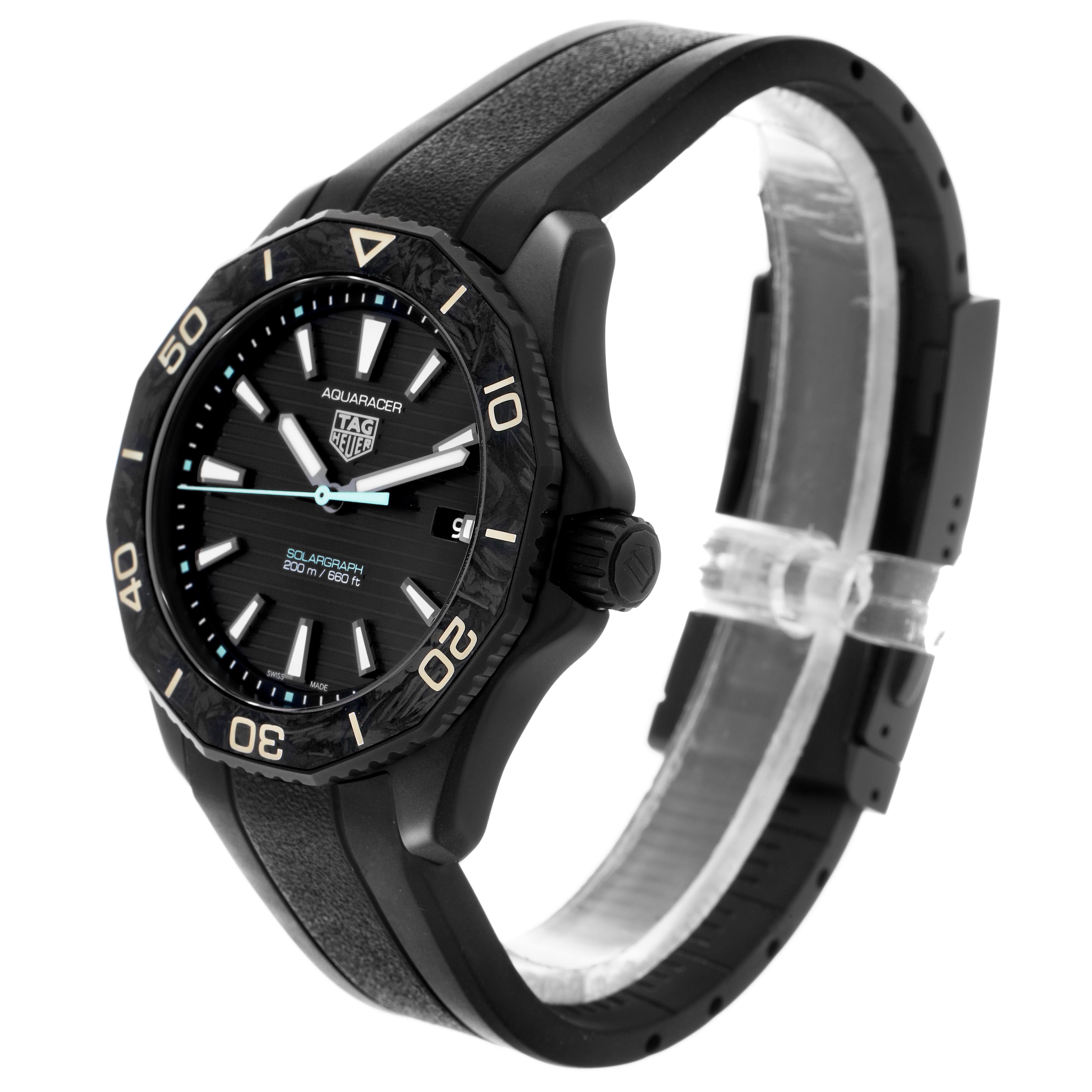 The Tag Heuer Aquaracer WBP1112.FT6199 Men
s Stainless Steel Black Dial WBP1112.FT6199 Men
s Stainless Steel Black Dial watch is shown at a slightly tilted angle, highlighting the bezel, face, and strap.