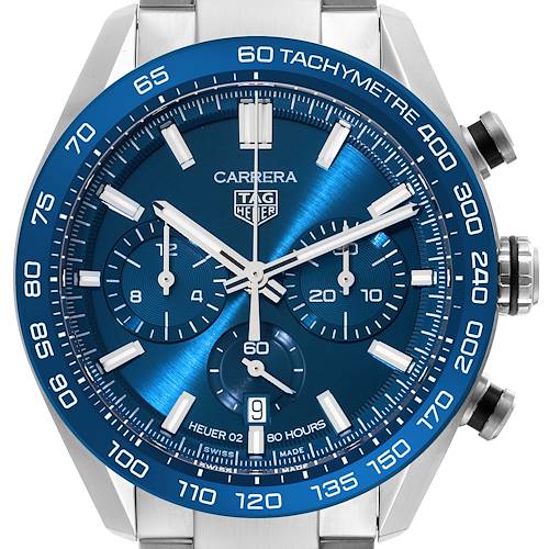 Photo of Tag Heuer Carrera Chronograph Blue Dial Steel Mens Watch CBN2A1A