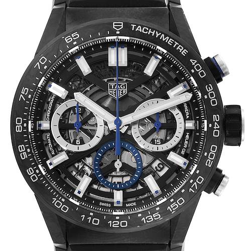 Photo of Tag Heuer Carrera Chronograph Limited Edition Steel Carbon Mens Watch CBG2017 Box Card