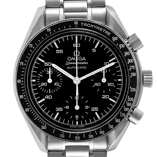 Photo of Omega Speedmaster Reduced Chronograph Hesalite Mens Watch 3510.50.00 Box Card