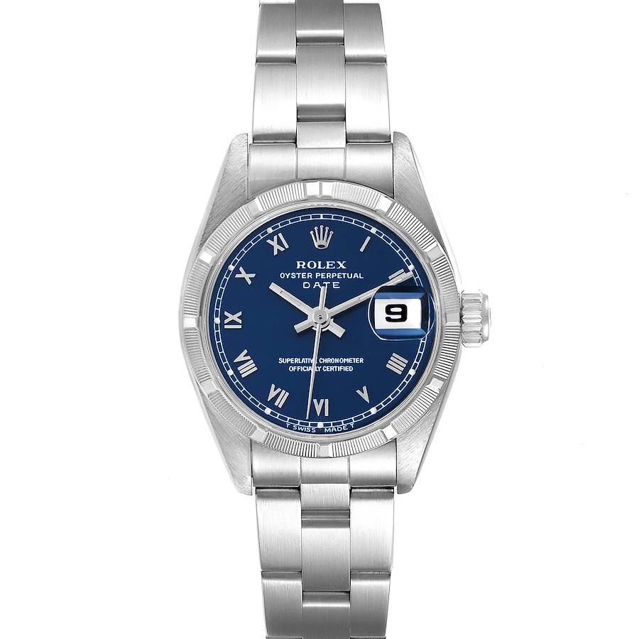 Rolex Date Blue Dial Oyster Bracelet Steel Ladies Watch 69190 SwissWatchExpo