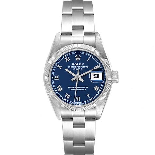 Photo of Rolex Date Blue Dial Oyster Bracelet Steel Ladies Watch 69190