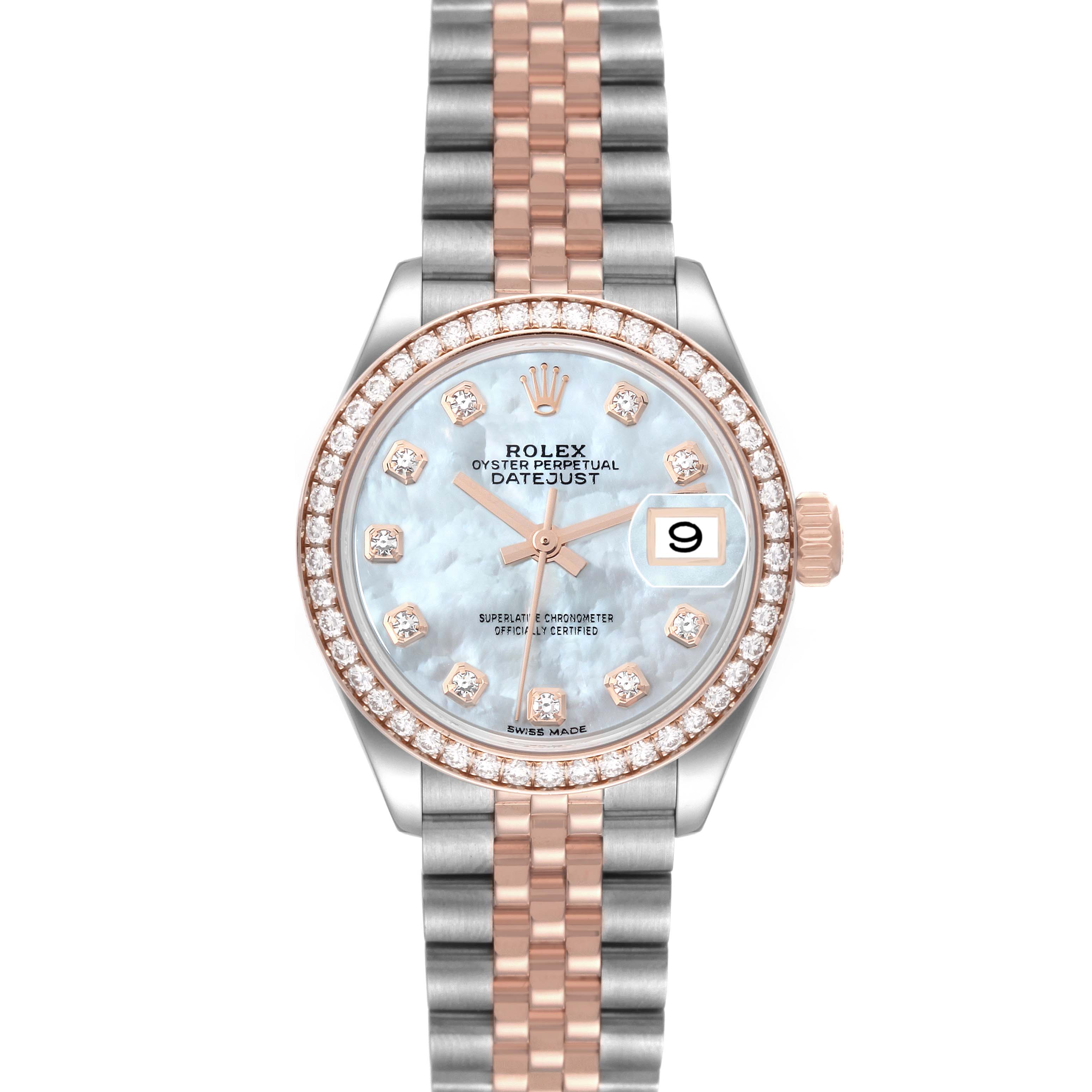 Rolex Datejust Everose Gold MOP Diamond Dial Ladies Watch Box Card | SwissWatchExpo