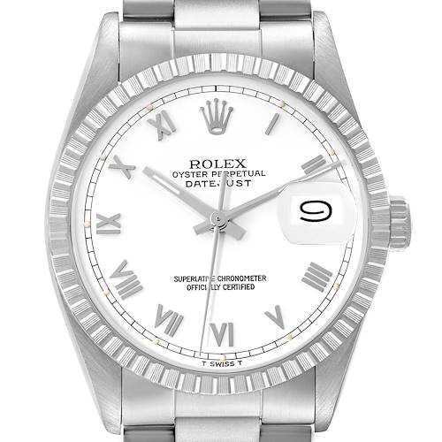 Photo of Rolex Datejust White Roman Dial Steel Vintage Mens Watch 16030