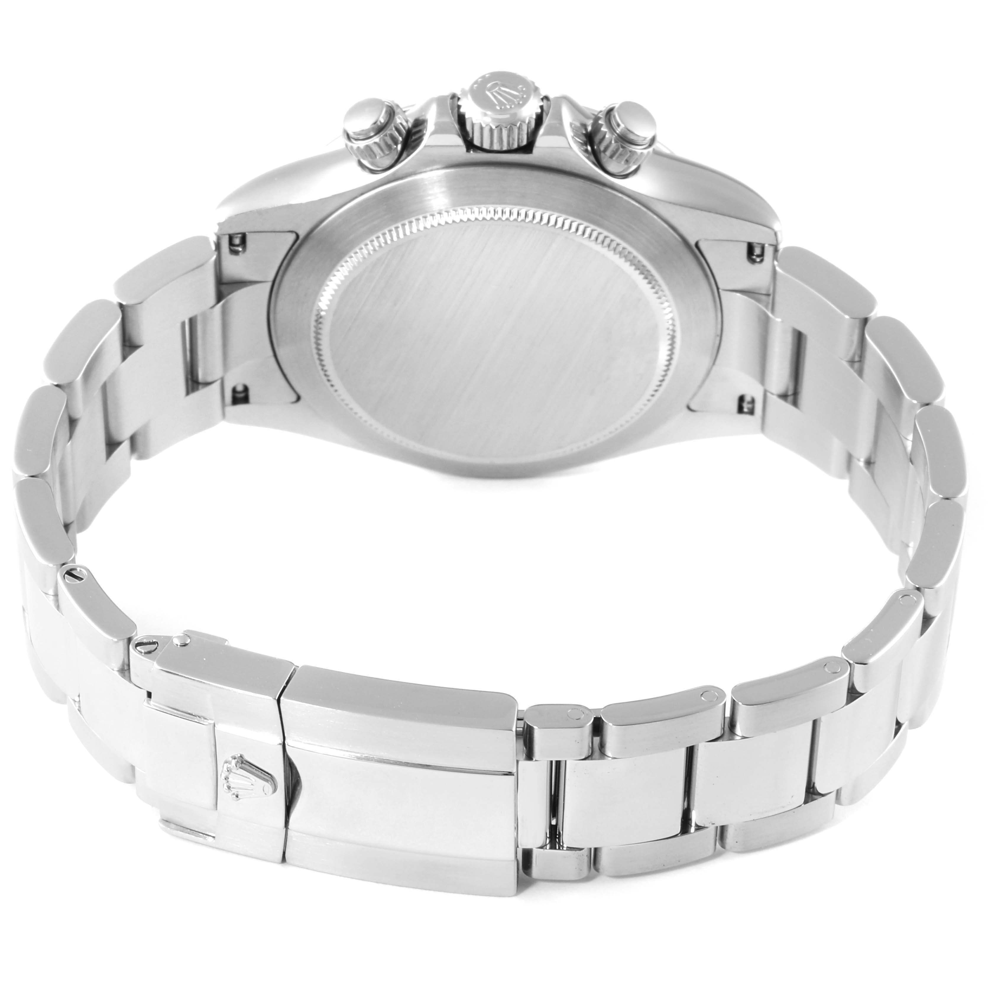 The image shows the back and bracelet clasp of the Rolex Daytona 116520 Men's Stainless Steel White Dial 116520 Men's Stainless Steel White Dial watch.