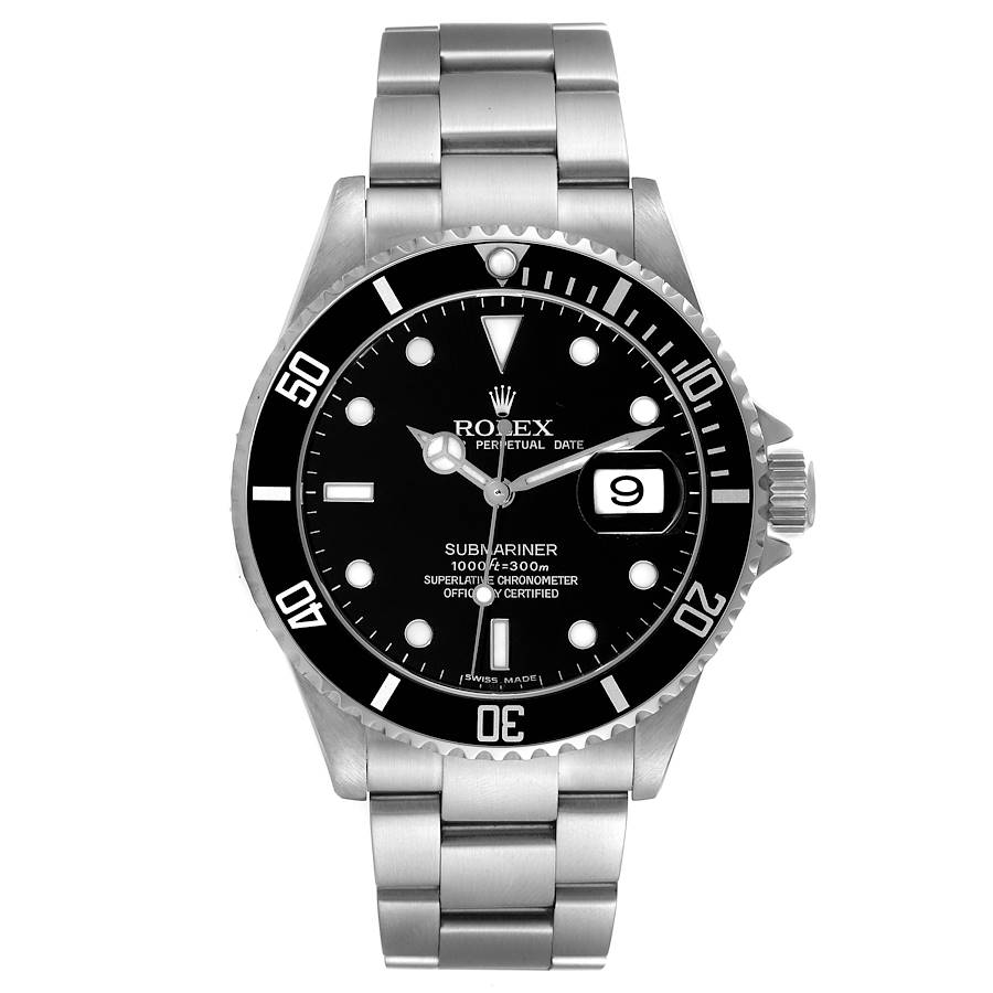 Rolex Submariner Date 40mm Black Dial Steel Mens Watch 16610 Box