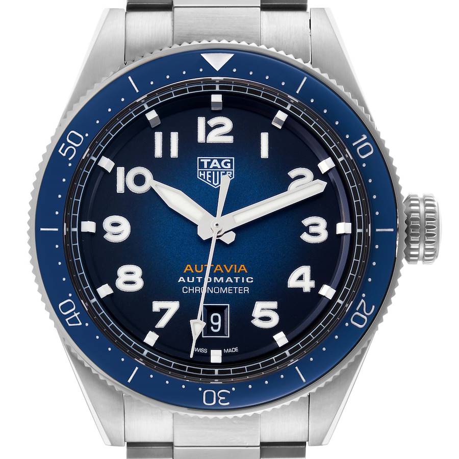 Tag Heuer Autavia Calibre 5 Blue Dial Steel Mens Watch WBE5116 Box Card SwissWatchExpo