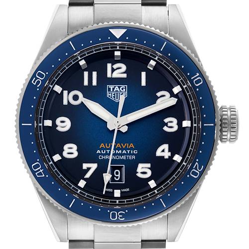 Photo of Tag Heuer Autavia Calibre 5 Blue Dial Steel Mens Watch WBE5116 Box Card