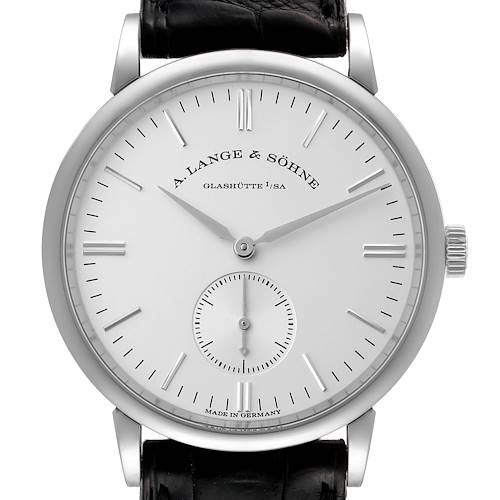 Photo of A. Lange and Sohne Saxonia White Gold Silver Dial Mens Watch 219.026 Papers