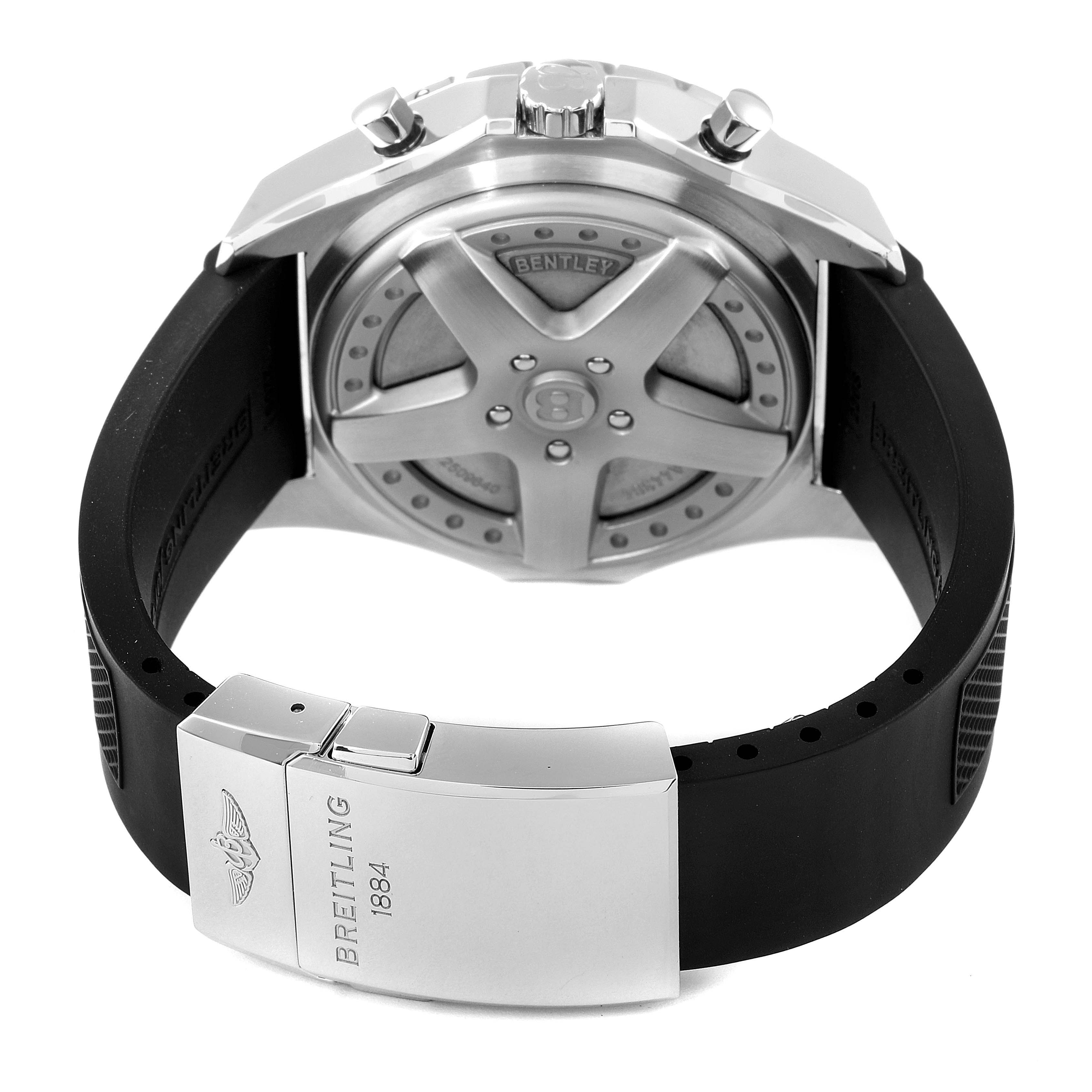 The image shows the back and clasp of a Bentley model watch by Breitling.