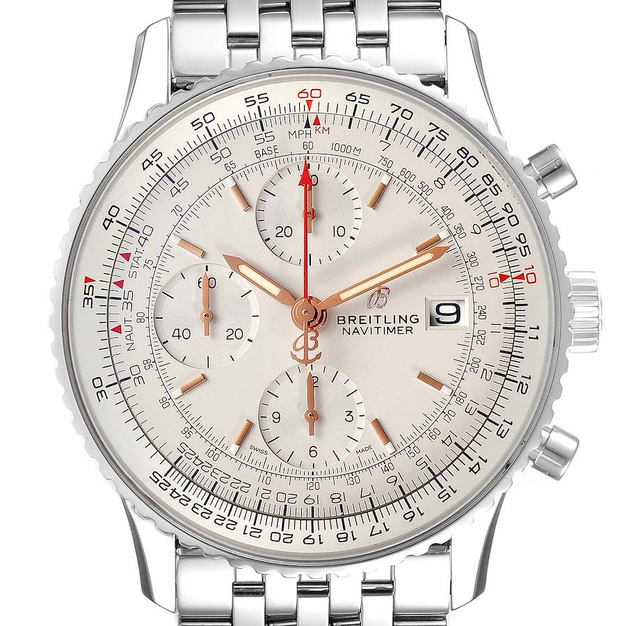 Breitling Navitimer Heritage Silver Dial Steel Mens Watch A13324 Box Papers SwissWatchExpo