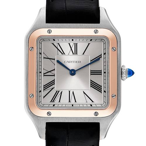 Photo of Cartier Santos Dumont Large Steel Rose Gold Mens Watch W2SA0011 Box Card