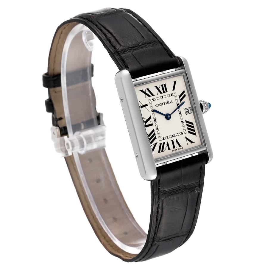 Cartier Tank Louis Cartier Grey Leather Strap Watch