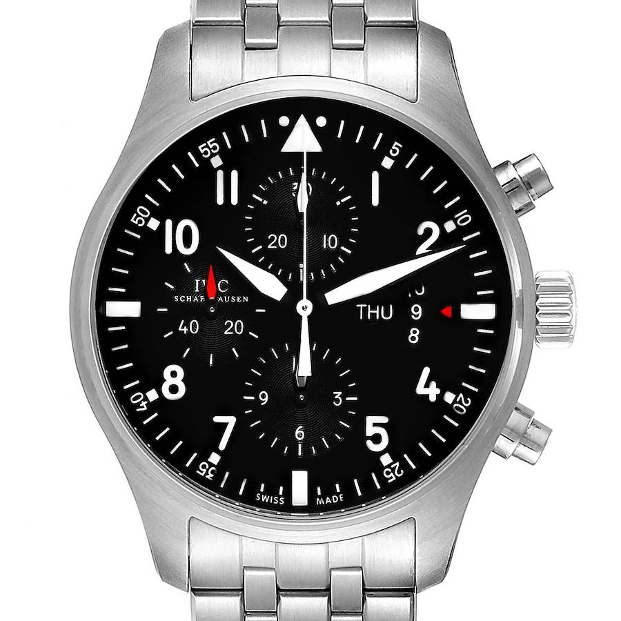 NOT FOR SALE IWC Pilot Black Dial Chronograph Steel Mens Watch IW377704 Card PARTIAL PAYMENT SwissWatchExpo