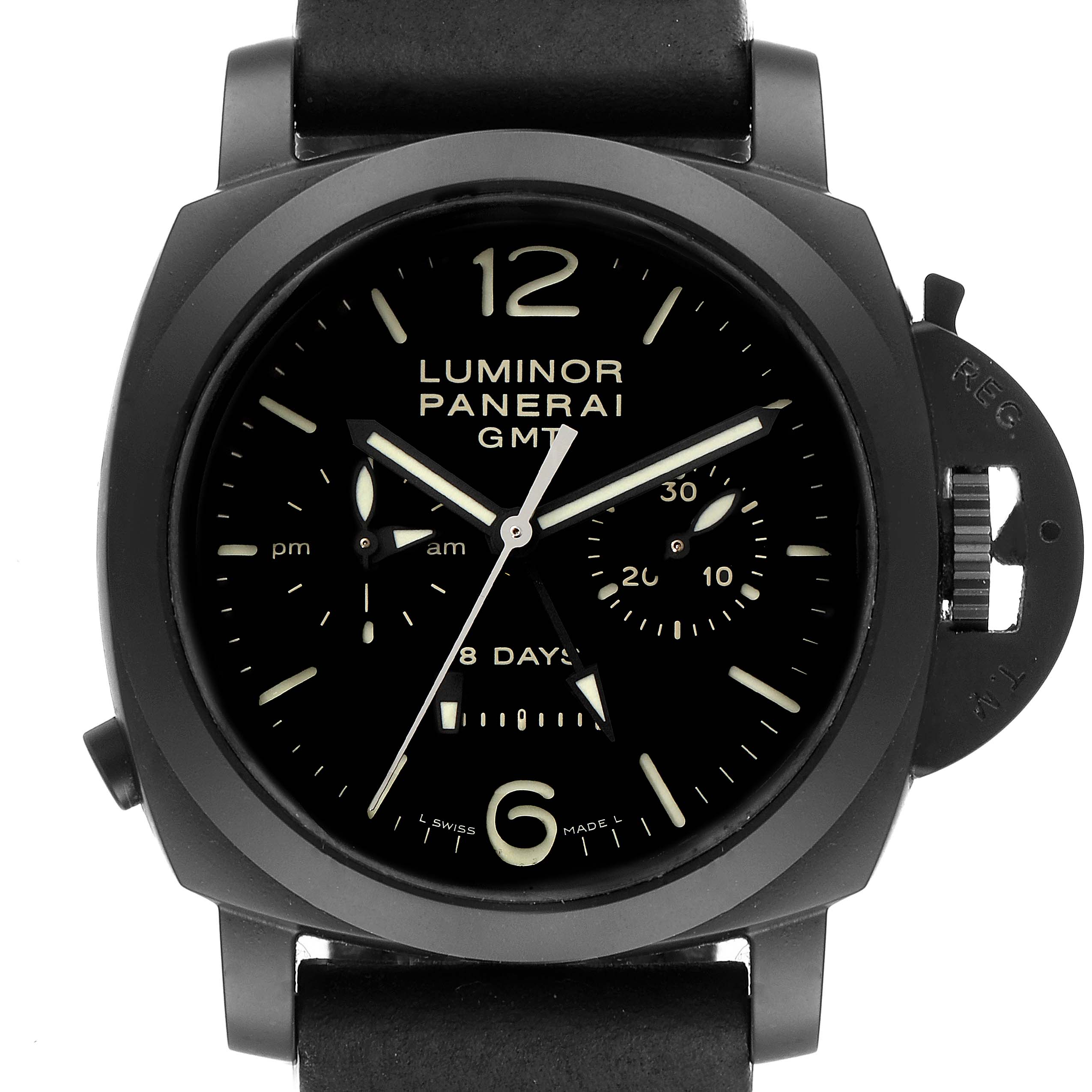 Panerai Luminor 1950 8 Days GMT 24H Ceramic Watch PAM00317 Box