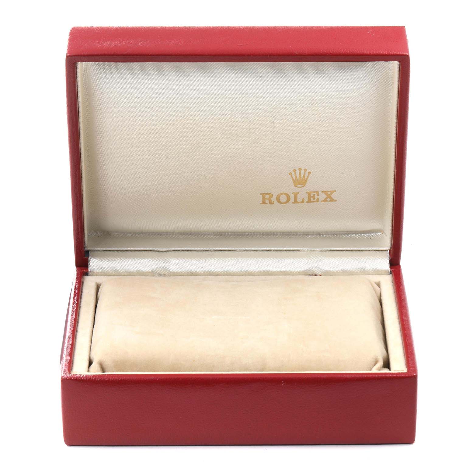 The image shows an open Rolex Datejust 69173 Women's Steel and Gold (two tone) Champagne Dial 69173 Women's Steel and Gold (two tone) Champagne Dial watch box, viewed from the front.