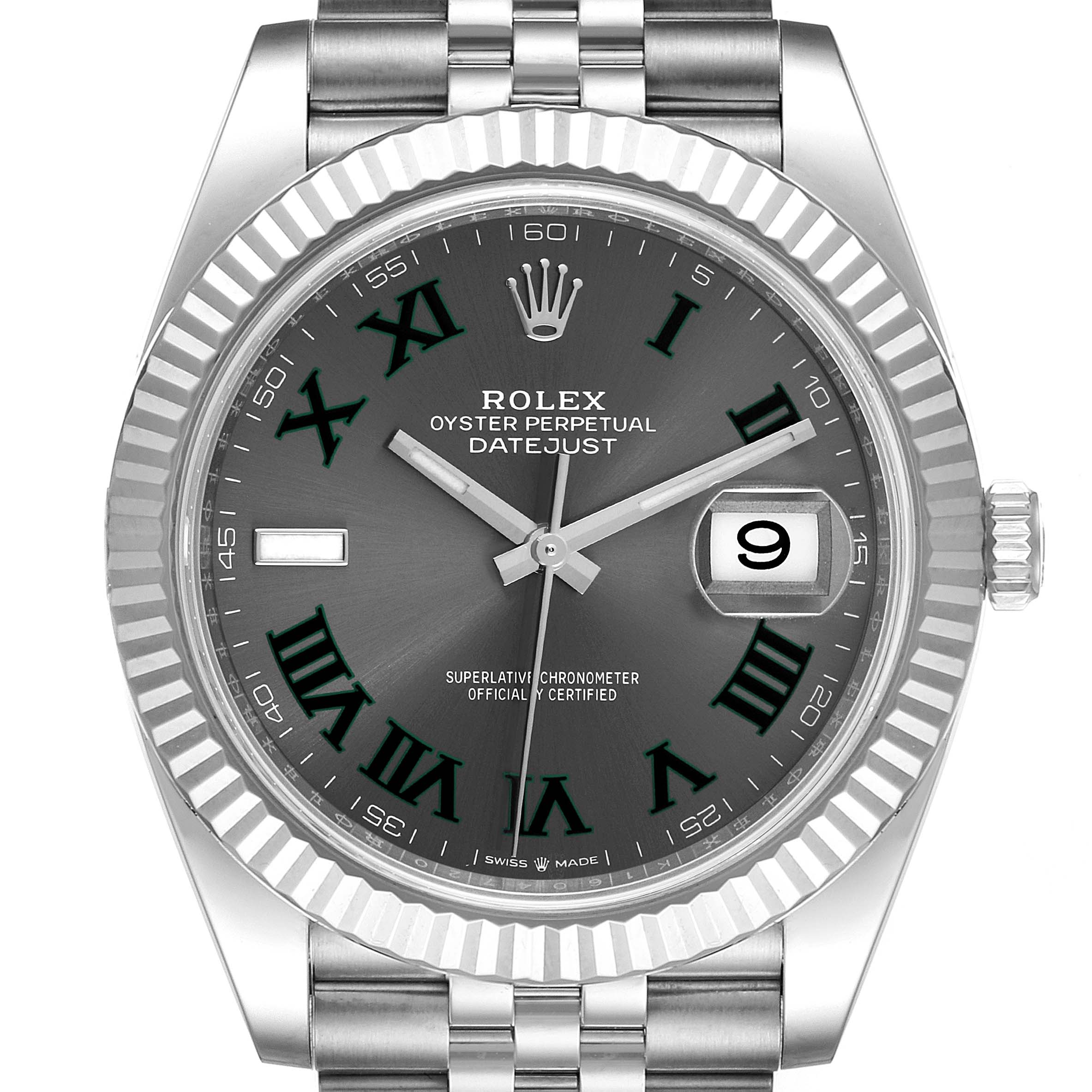 Rolex Datejust 41 Steel White Gold Wimbledon Dial Mens Watch 126334 ...