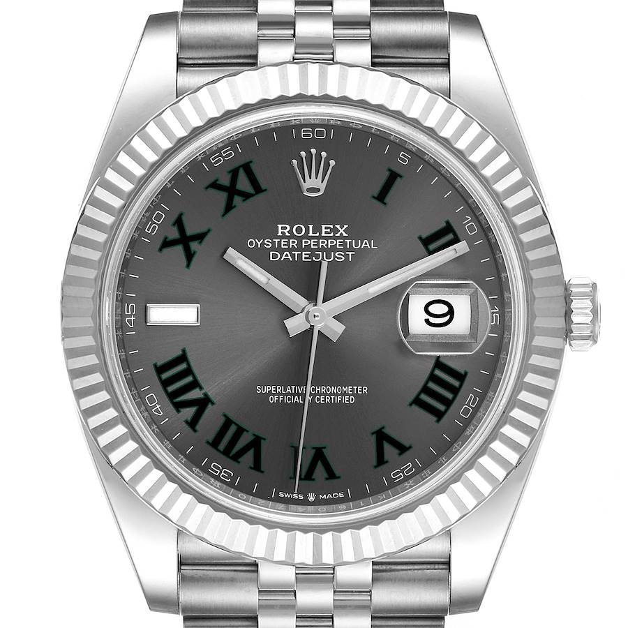 Rolex Datejust 41 Steel White Gold Wimbledon Dial Mens Watch 126334 Unworn SwissWatchExpo