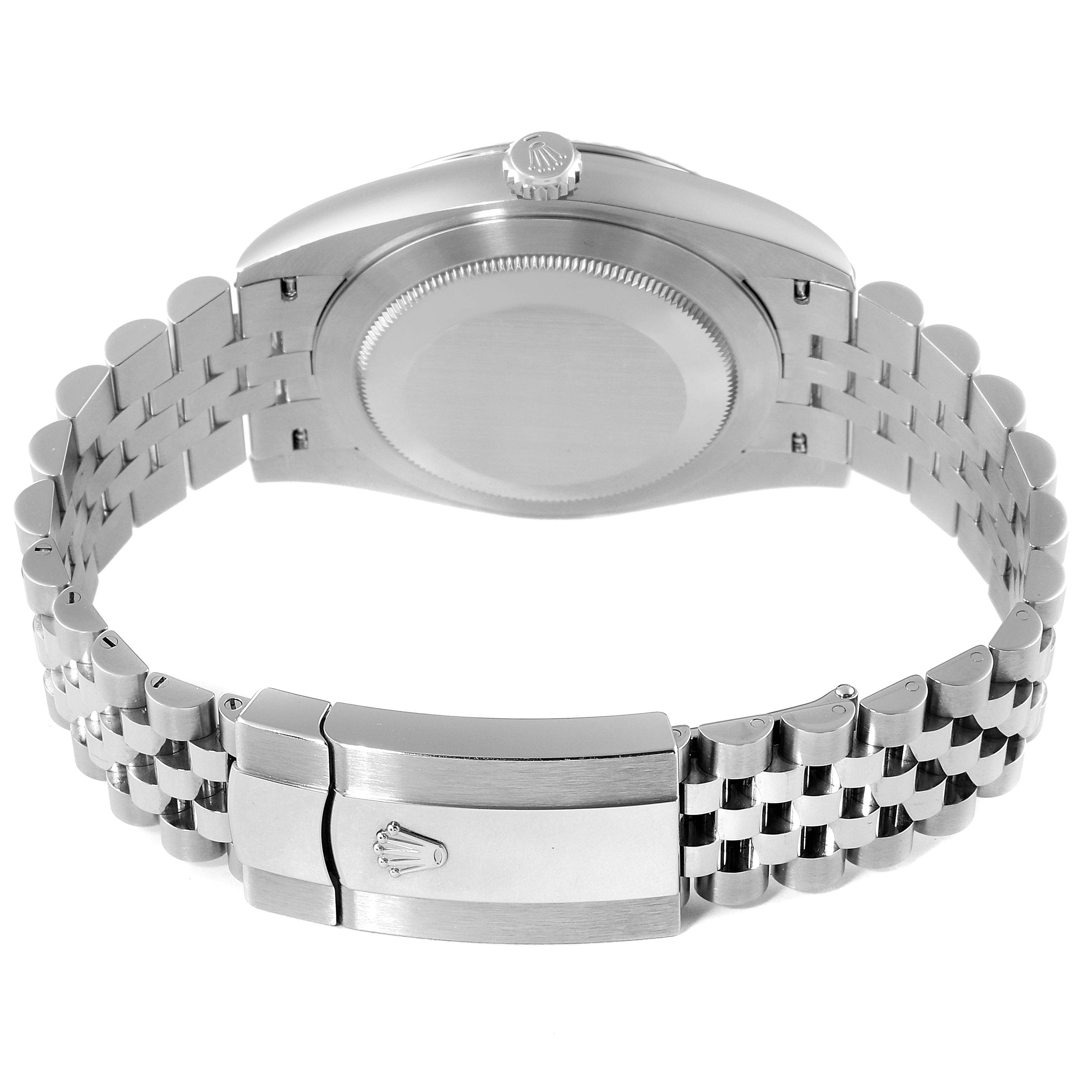 The image shows the case back and clasp of a Rolex Datejust 41 126334 Men
s Stainless Steel Grey Dial 126334 Men
s Stainless Steel Grey Dial model, viewed from the rear.