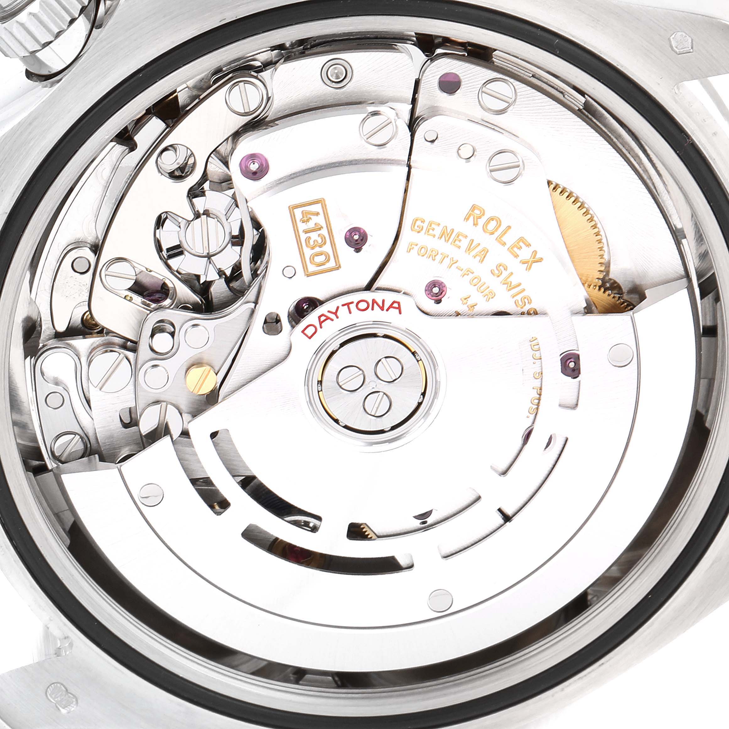 The image shows the intricate internal mechanism of a Rolex Daytona 116509 Men's White Gold Blue Dial 116509 Men's White Gold Blue Dial watch viewed from the back.