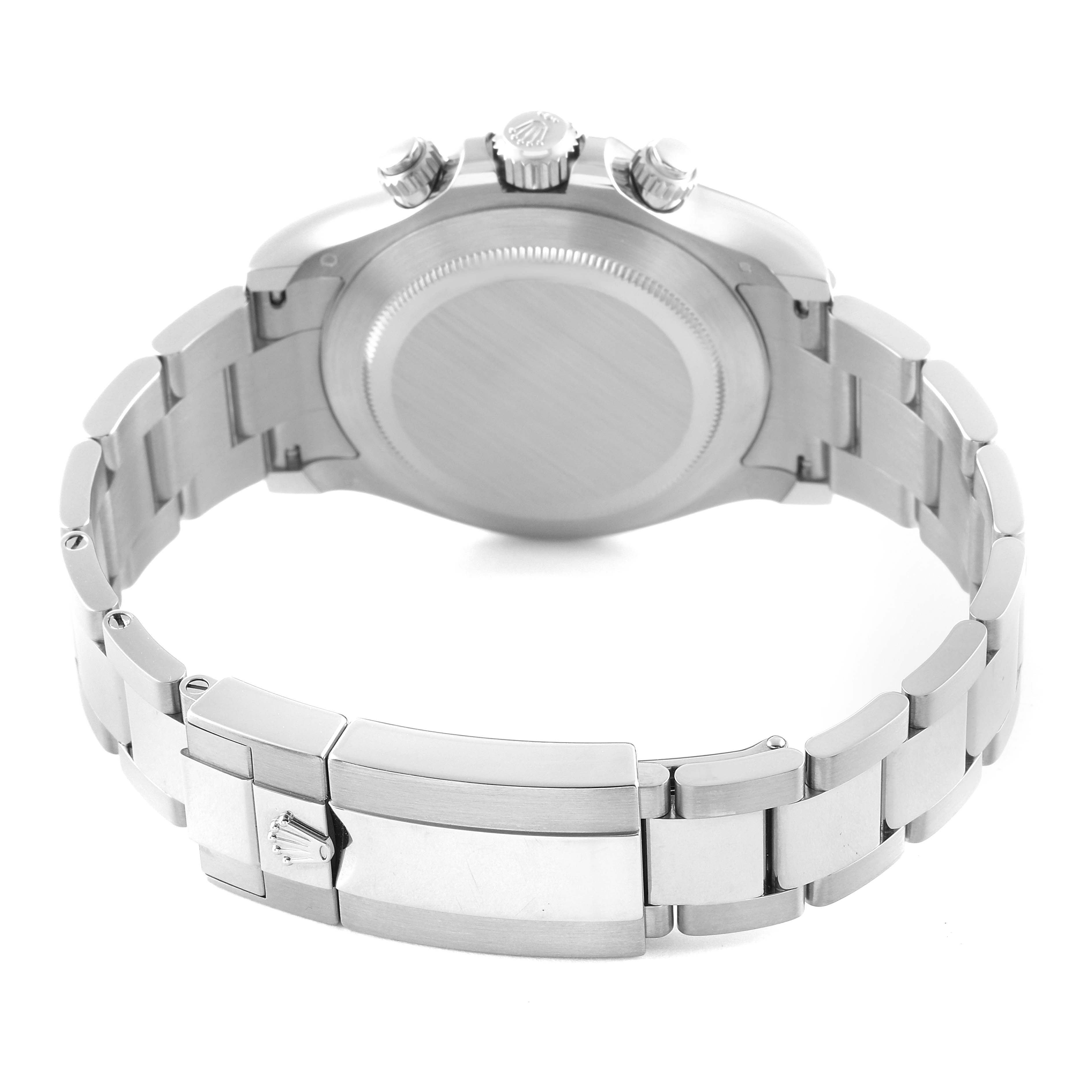 This image shows the back case and clasp of the Rolex Daytona 116509 Men's White Gold Blue Dial 116509 Men's White Gold Blue Dial watch.