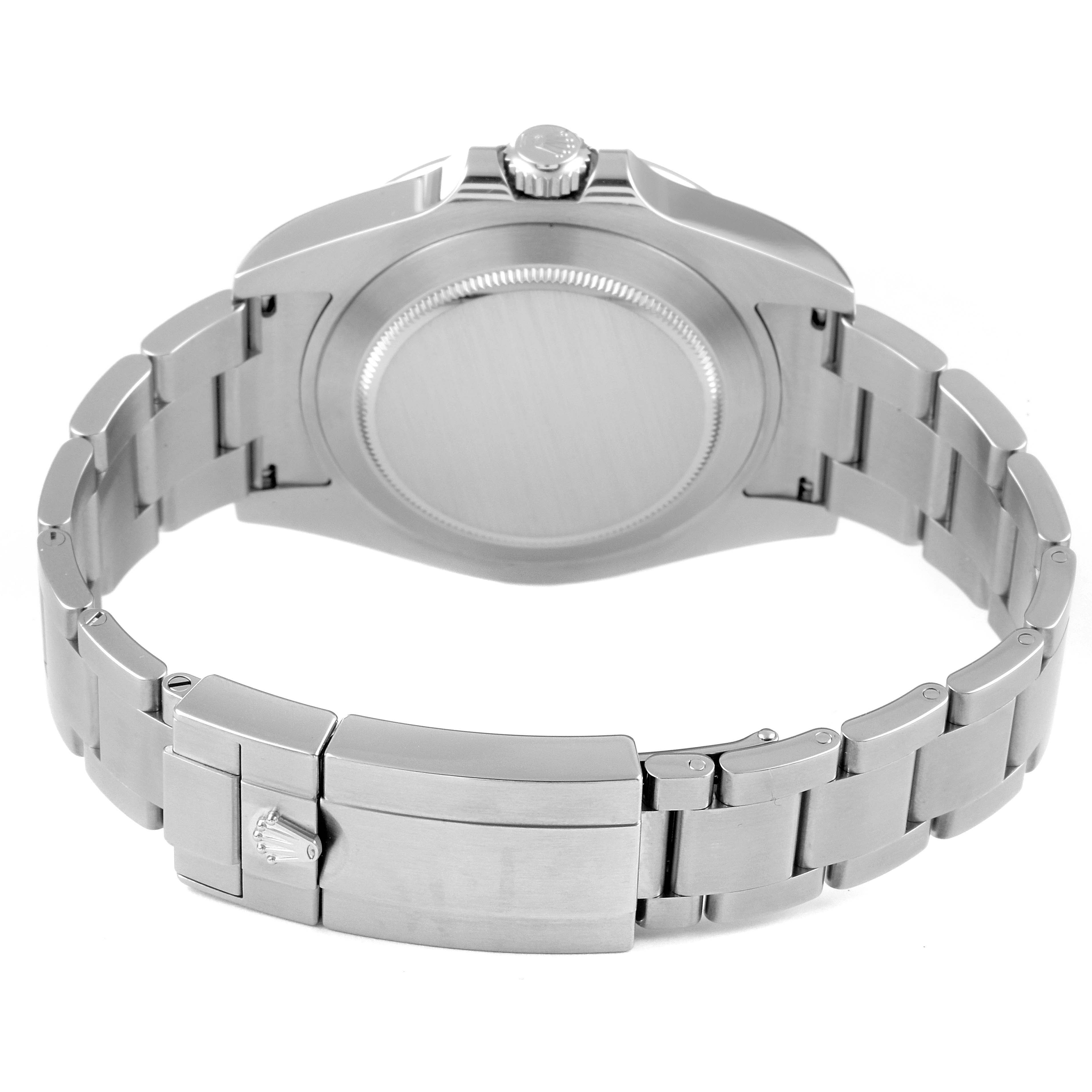 This image shows the back view of a Rolex Explorer 216570 Men
s Stainless Steel White Dial 216570 Men
s Stainless Steel White Dial watch, highlighting its case back and bracelet.