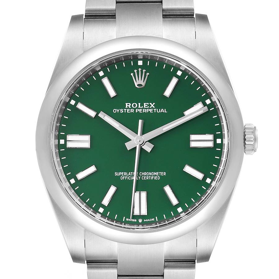 Rolex Oyster Perpetual 41mm Green Dial Steel Mens Watch 124300 Unworn SwissWatchExpo