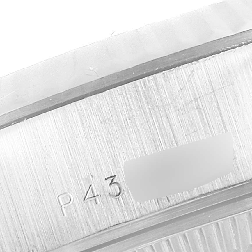 The image shows a close-up, angled view of the casing edge with engraved markings for a Rolex President 79179 Women's White Gold Silver Dial 79179 Women's White Gold Silver Dial model watch.