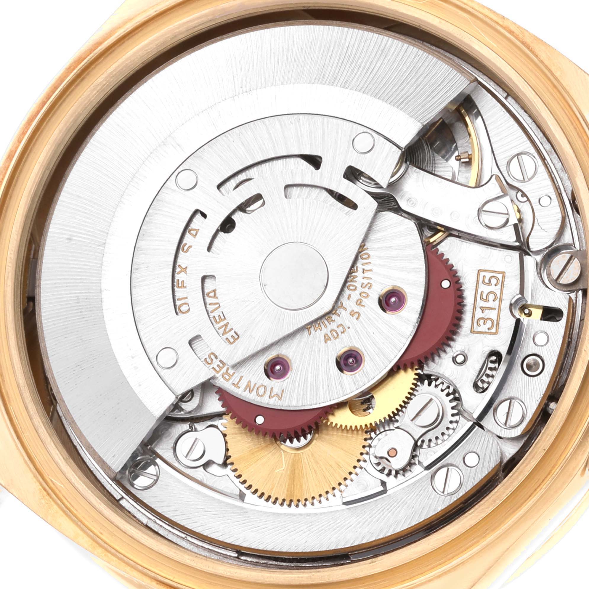 This image shows the internal movement and mechanical components of a Rolex President 18308 Men's Yellow Gold Champagne Dial 18308 Men's Yellow Gold Champagne Dial model watch.
