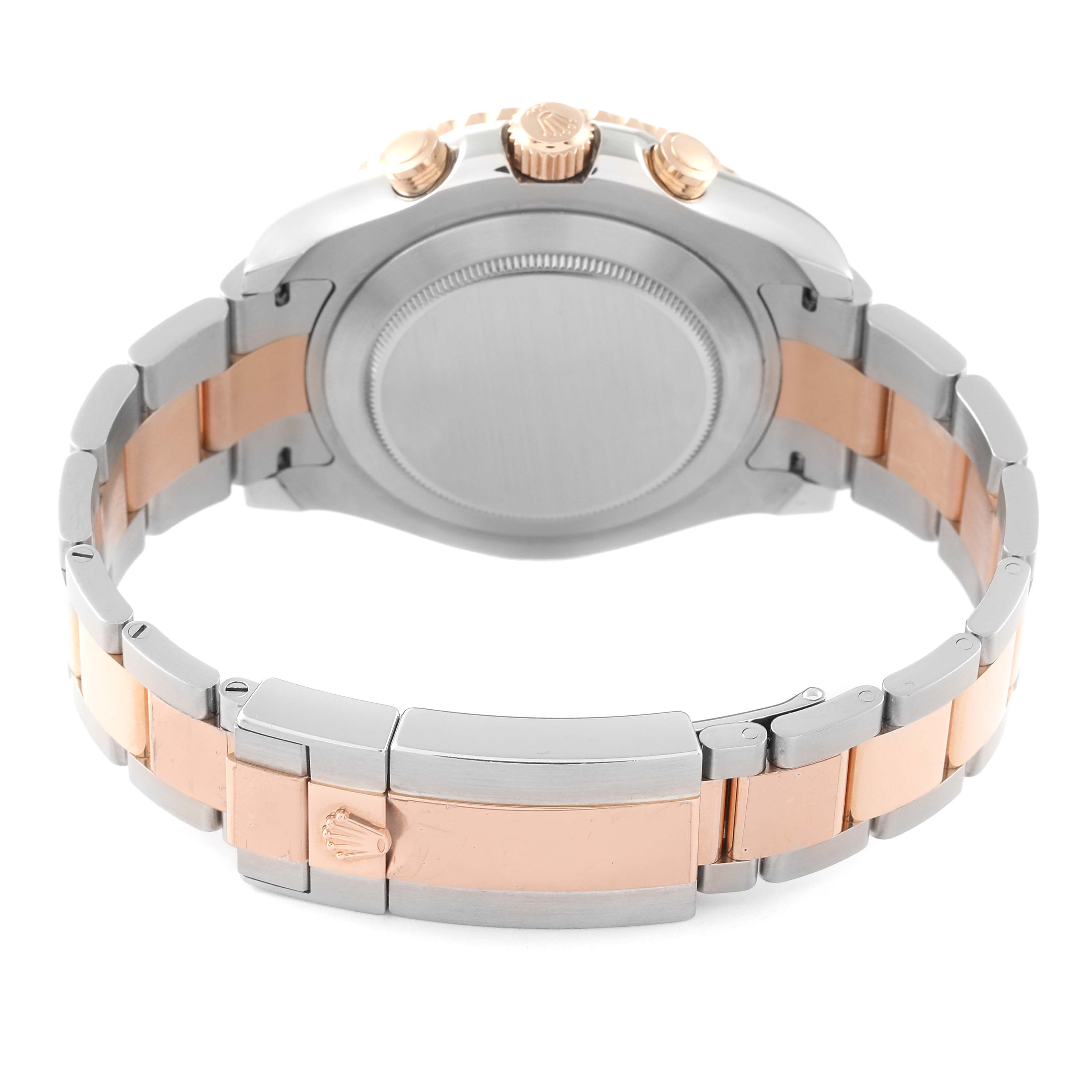 The image shows the back view of a Rolex Yacht-Master 116681 Men's Steel and Gold (two tone) White Dial 116681 Men's Steel and Gold (two tone) White Dial watch, highlighting its bracelet and clasp.