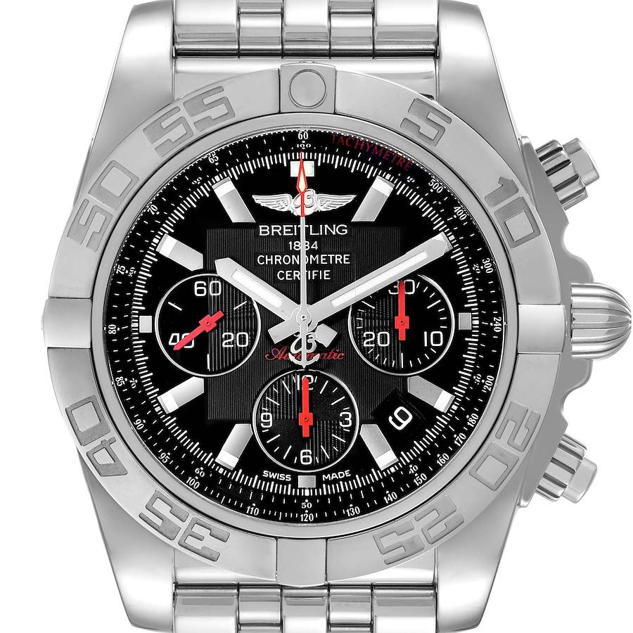 Breitling Chronomat 01 Black Dial Steel Limited Mens Watch AB0111 Box Papers SwissWatchExpo