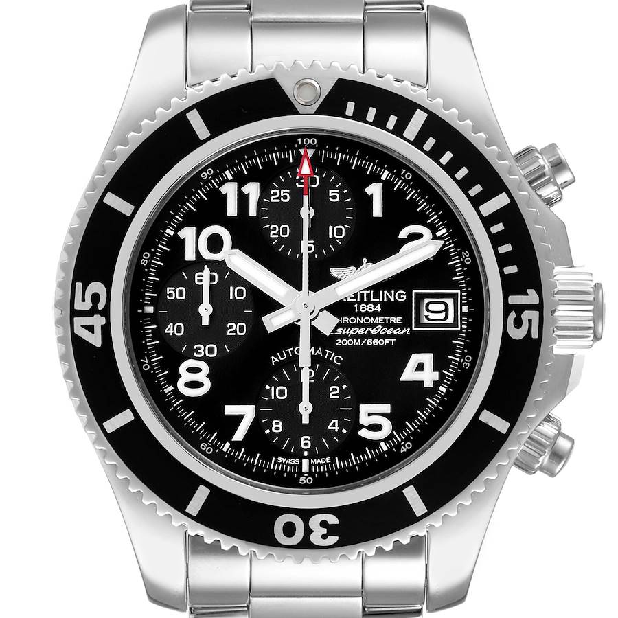 Breitling Superocean Chronograph Black Dial Mens Watch A13311 Box Papers SwissWatchExpo