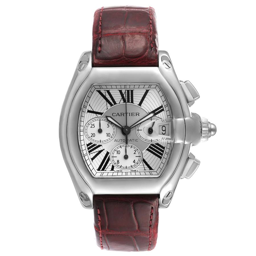 Cartier Roadster XL Chronograph Silver Dial Steel Mens Watch