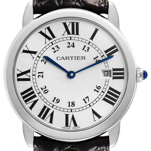 Photo of Cartier Ronde Solo Large Steel Silver Roman Dial Mens Watch W6700255