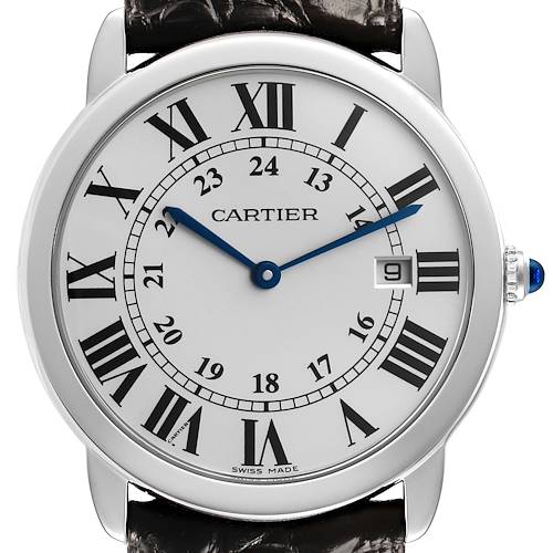 Photo of Cartier Ronde Solo Large Steel Silver Roman Dial Mens Watch W6700255