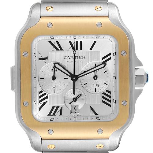 Photo of Cartier Santos XL Chronograph Steel Yellow Gold Mens Watch W2SA0008 Unworn