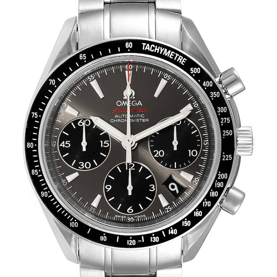 Omega Speedmaster Day Date Gray Dial Watch 323.30.40.40.06.001 Box Papers SwissWatchExpo