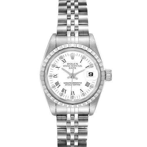 Photo of Rolex Date White Roman Dial Steel Ladies Watch 69240