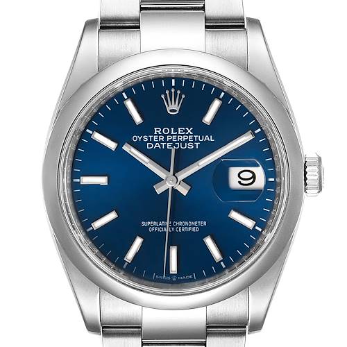 Photo of Rolex Datejust 36 Blue Dial Domed Bezel Steel Mens Watch 126200 Unworn