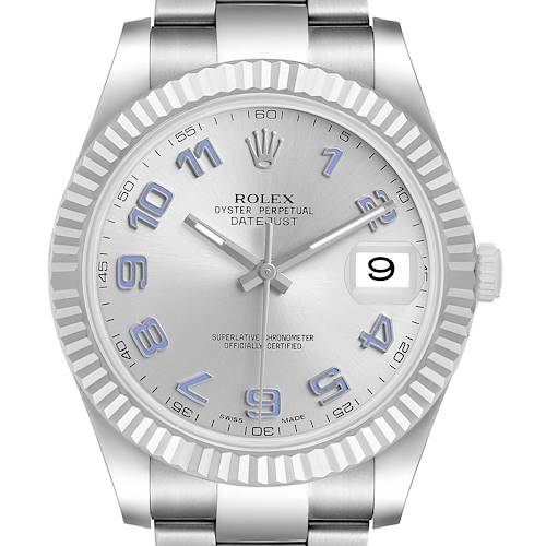 Photo of Rolex Datejust II 41 Steel White Gold Blue Numerals Mens Watch 116334