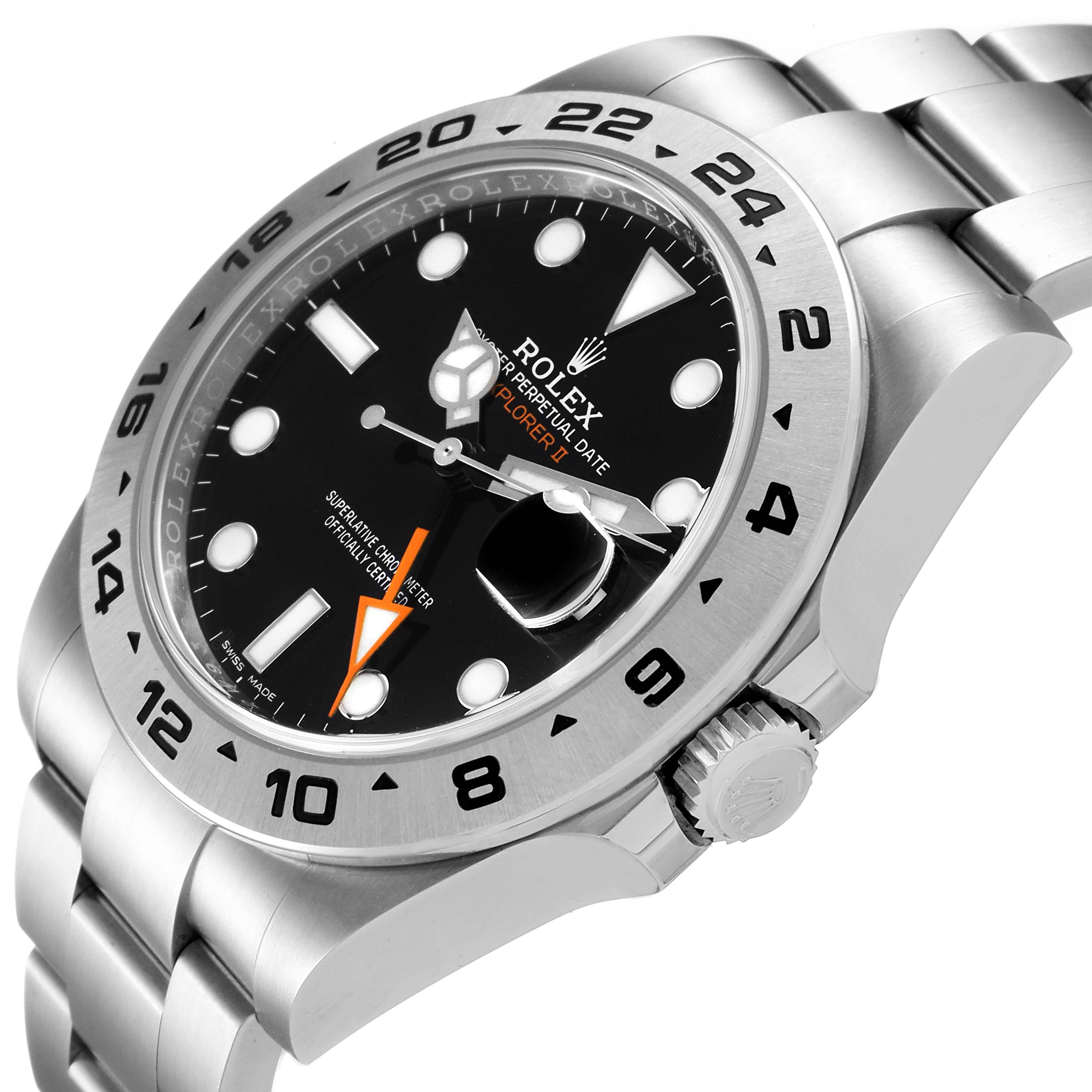 The image shows a Rolex Explorer 216570 Men
s Stainless Steel Black Dial 216570 Men
s Stainless Steel Black Dial model watch from an angled side view, highlighting the dial, bezel, and part of the bracelet.