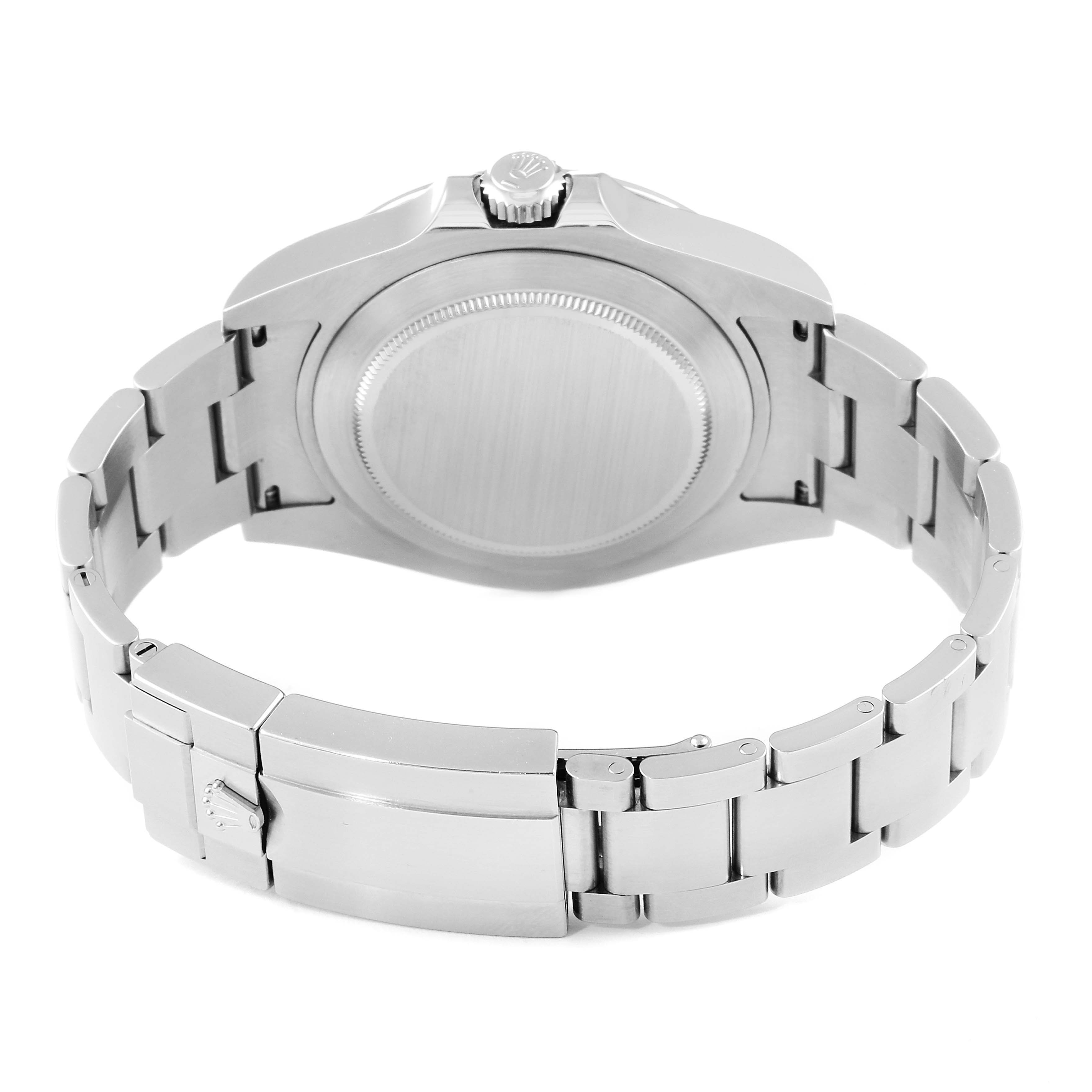 The image shows the back view of a Rolex Explorer 216570 Men
s Stainless Steel White Dial 216570 Men
s Stainless Steel White Dial watch, highlighting the case back, bracelet, and clasp.