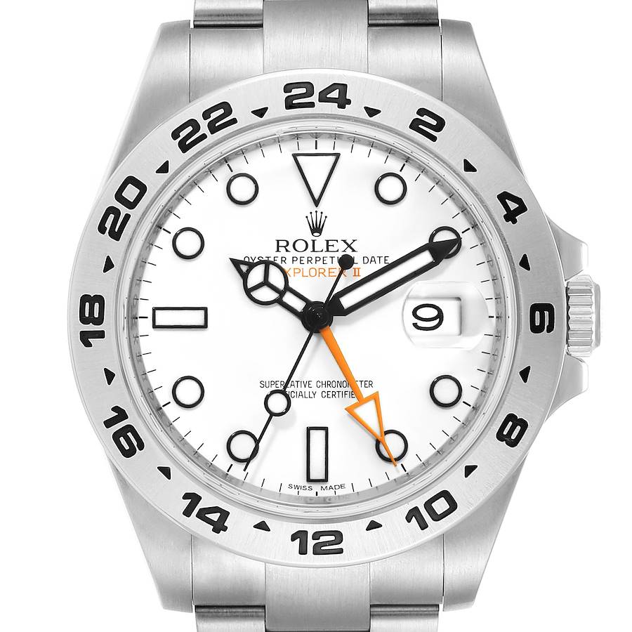 Rolex Explorer II 42 White Dial Orange Hand Mens Watch 216570 Box Card SwissWatchExpo