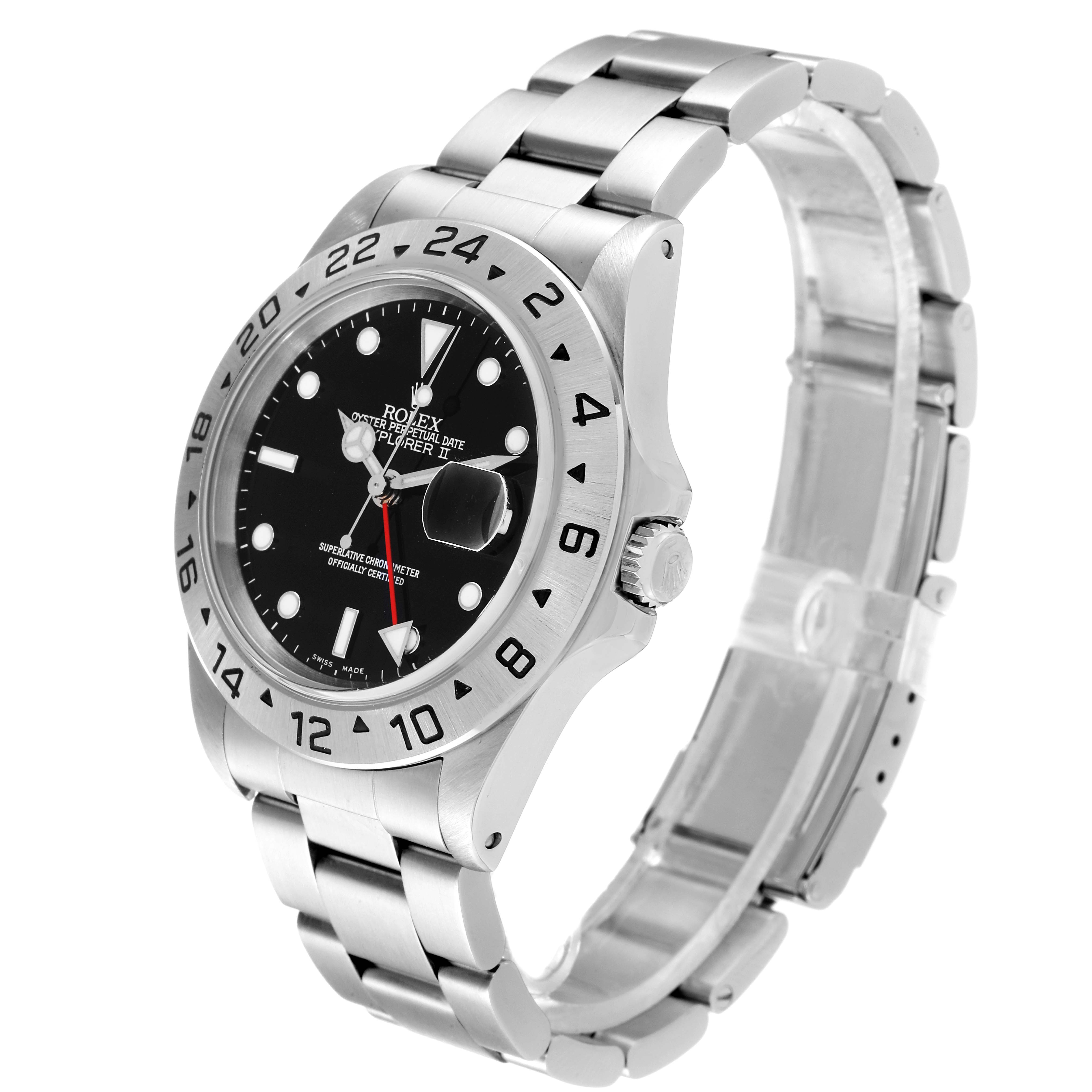 The image shows a Rolex Explorer 16570 Men
s Stainless Steel Black Dial 16570 Men
s Stainless Steel Black Dial watch angled to display its face, bezel, crown, and bracelet.